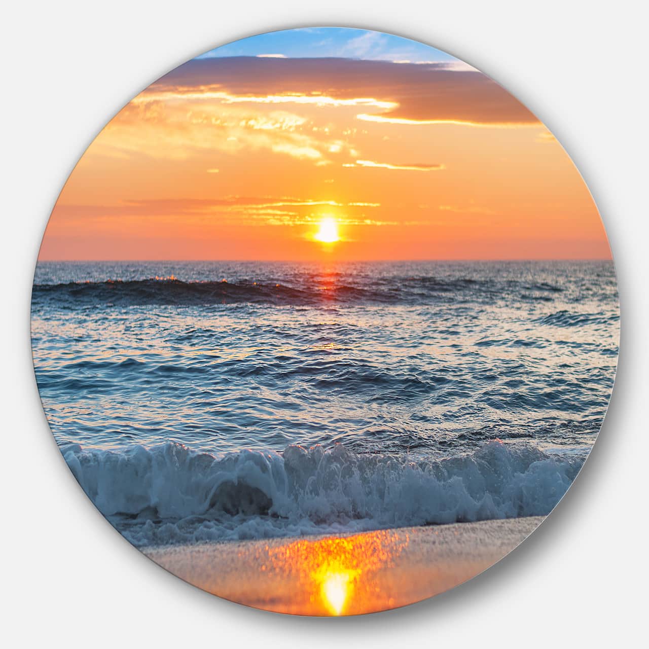 Designart - Beautiful Sunrise over the Horizon.' Beach Metal Circle Wall Art